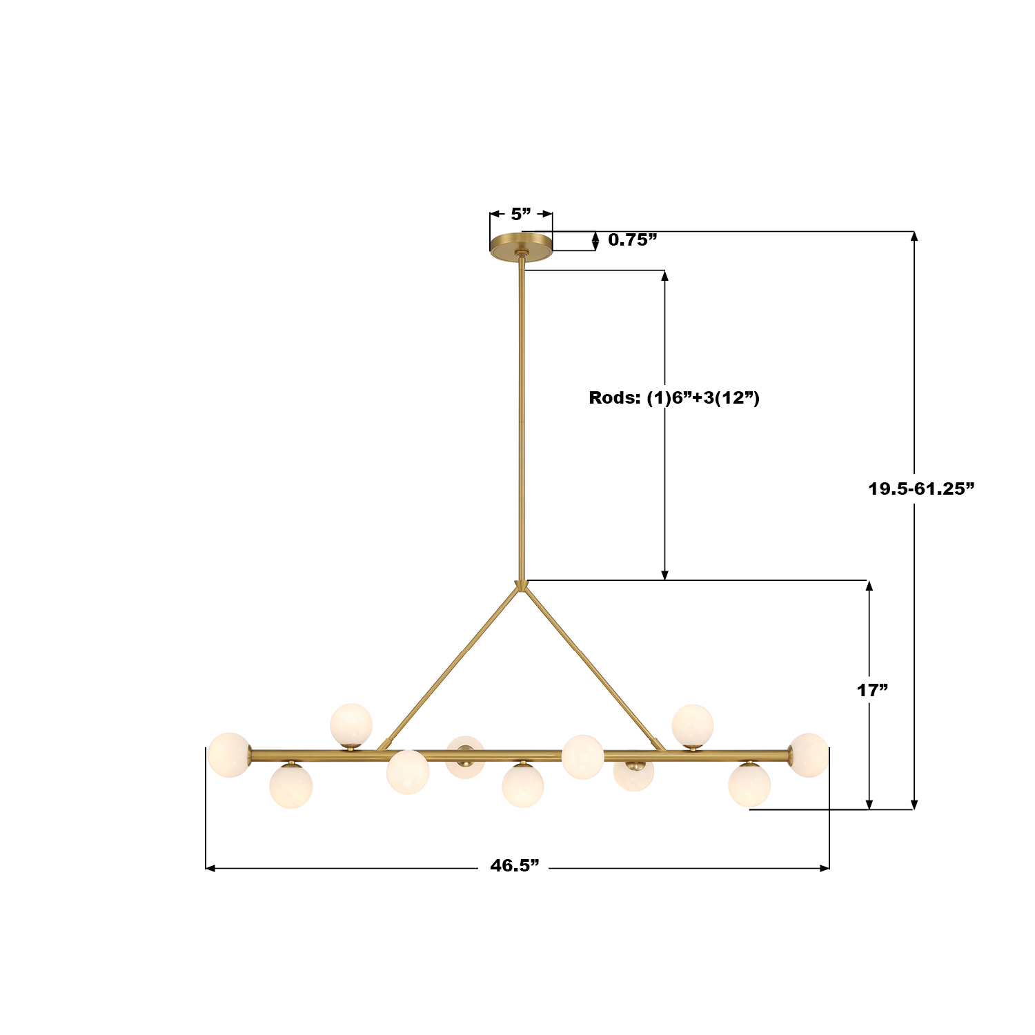 Specification Banner - Terrell 46.5'' LED Linear Chandelier